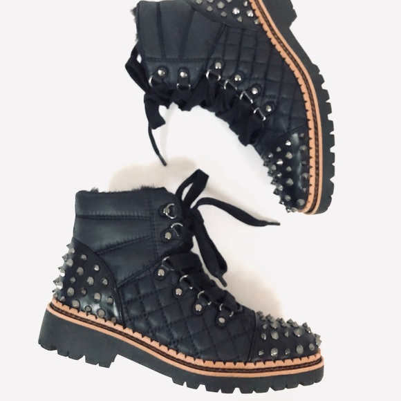 Sam Edelman Women's Bren Fashion Boot - Cold Weather Lace-Up Combat Boot With Stud Details & Lug Sole